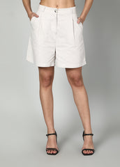 Gaiia Oversize Cropped Waistcoat And Shorts Set - Beige