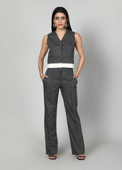 Gaiia Grey Waistcoat And Trousers Set - Grey