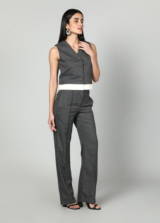 Gaiia Grey Waistcoat And Trousers Set - Grey - GAIIA