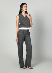Gaiia Grey Waistcoat And Trousers Set - Grey