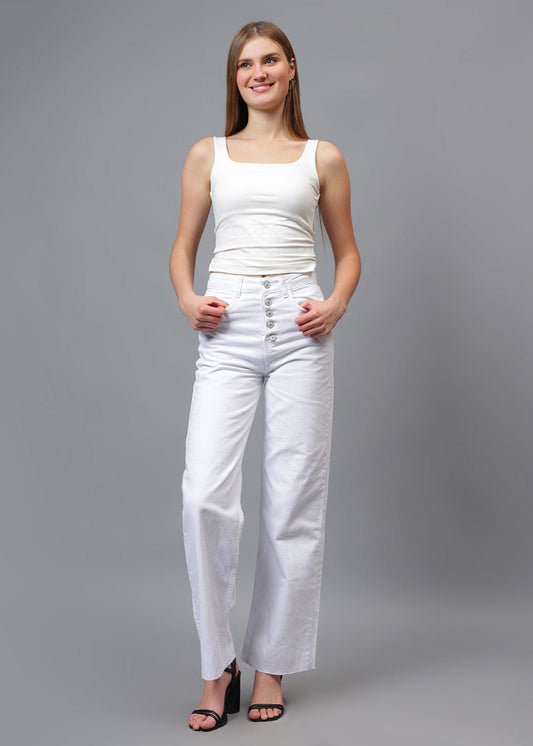 Gaiia Five Button White Denim Jeans