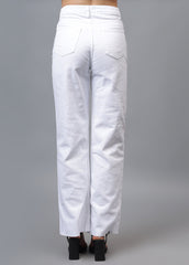 Gaiia Five Button White Denim Jeans