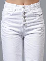 Gaiia Five Button White Denim Jeans