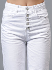 Gaiia Five Button White Denim Jeans