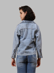 Gaiia Embroided Denim Jacket - Blue