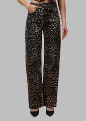 Gaiia Leopard Print Straight Leg Jeans
