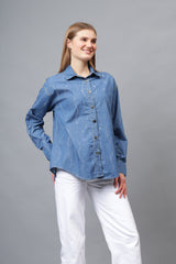 Gaiia Wavy Shimmer Denim Shirt