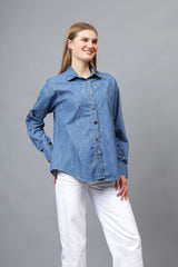Gaiia Wavy Shimmer Denim Shirt