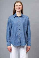 Gaiia Wavy Shimmer Denim Shirt
