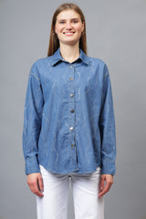 Gaiia Wavy Shimmer Denim Shirt