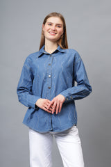 Gaiia Wavy Shimmer Denim Shirt