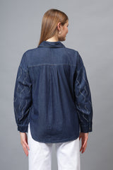 Gaiia Wavy Shimmer Denim Shirt