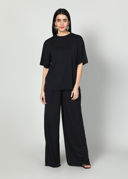 Gaiia Women Black Half Sleeves Co - Ord Set - GAIIA