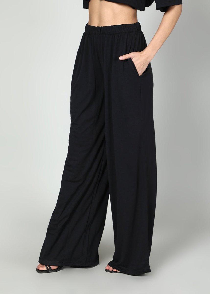 Gaiia Women Black Half Sleeves Co - Ord Set - GAIIA