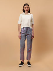 Gaiia Shimmer Tapered Fit Denim Jeans