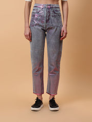 Gaiia Shimmer Tapered Fit Denim Jeans