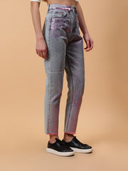 Gaiia Shimmer Tapered Fit Denim Jeans