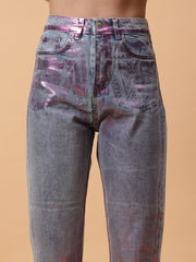 Gaiia Shimmer Tapered Fit Denim Jeans