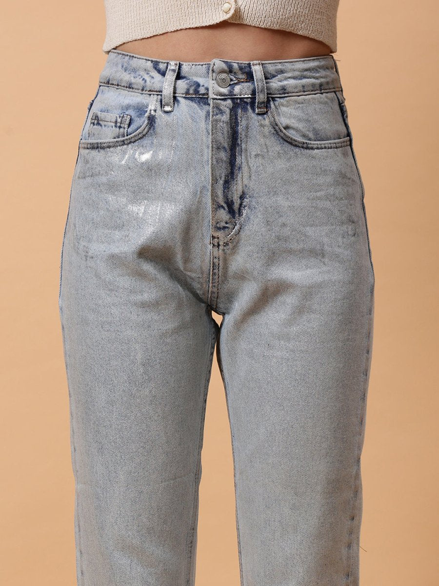 Gaiia Shimmer Tapered Fit Denim Jeans - GAIIA