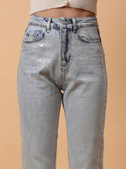 Gaiia Shimmer Tapered Fit Denim Jeans