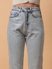 Gaiia Shimmer Tapered Fit Denim Jeans