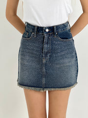 Gaiia Crystal-Embellished Denim Miniskirt