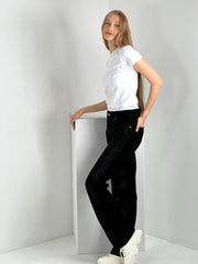 Gaiia Straight Jeans With Rhinestone
