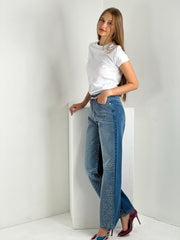 Gaiia Straight Jeans With Rhinestone