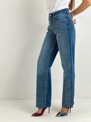 Gaiia Straight Jeans With Rhinestone