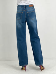 Gaiia Straight Jeans With Rhinestone