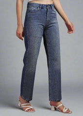 Gaiia Straight Jeans With Rhinestone