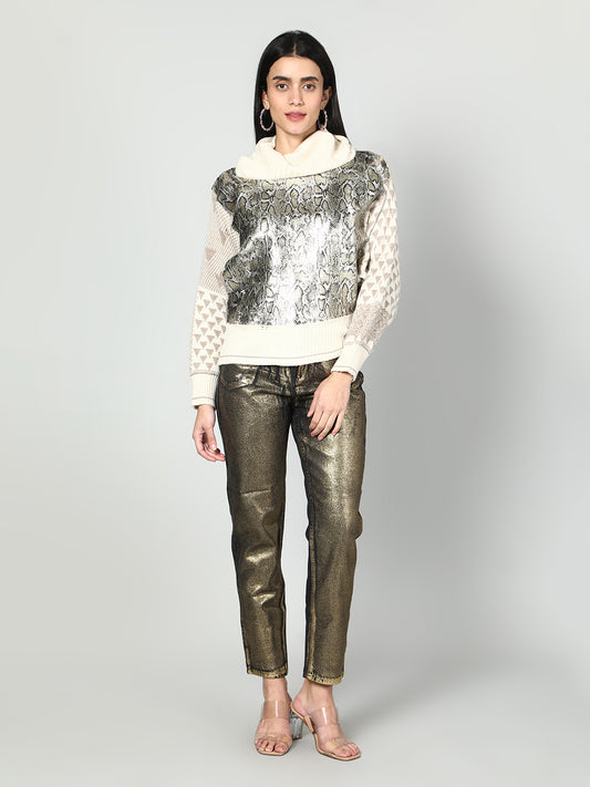 Gaiia Snake Print High Neck Pullover