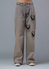 Gaiia Heart Design Wide Leg Denim