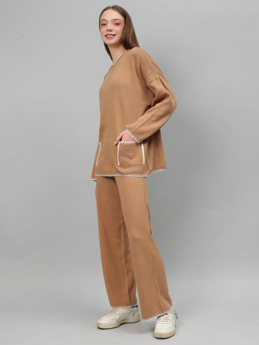 Gaiia New Round Neck Pocket Pattern Co - Ord Set - GAIIA