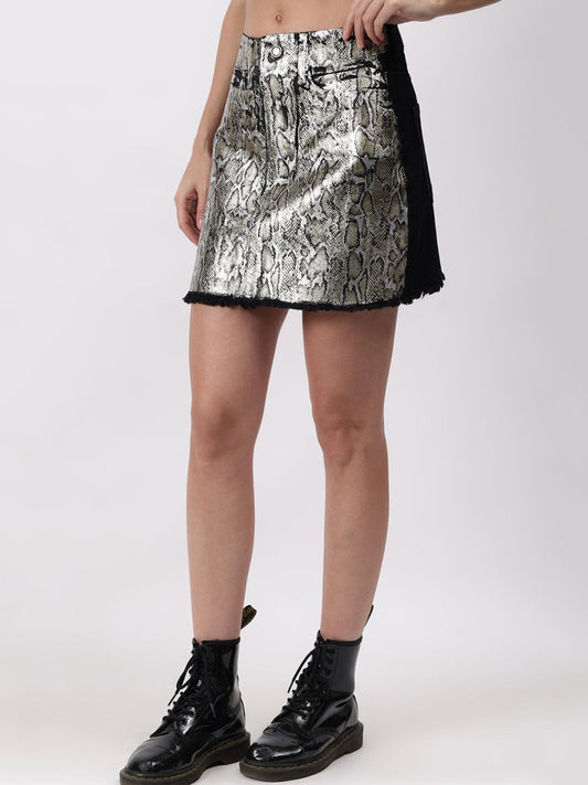 Gaiia Golden Snake Print Mini Skirt - GAIIA