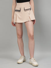 Gaiia Solid Colour Skorts With Embellished Pockets