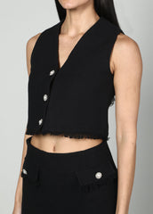 Gaiia Sleeveless Tweed Jacket And Mini Skirt Set