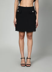 Gaiia Sleeveless Tweed Jacket And Mini Skirt Set