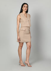 Gaiia Sleeveless Tweed Jacket And Mini Skirt Set