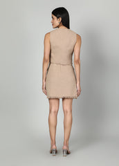 Gaiia Sleeveless Tweed Jacket And Mini Skirt Set