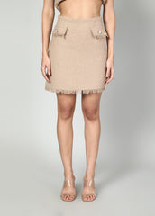 Gaiia Sleeveless Tweed Jacket And Mini Skirt Set