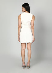 Gaiia Sleeveless Tweed Jacket And Mini Skirt Set