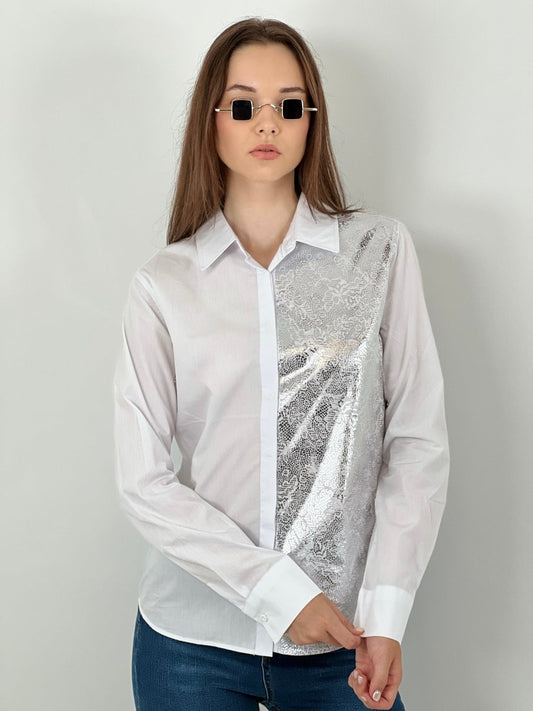 Gaiia Half Snake Print Shirt - White - GAIIA