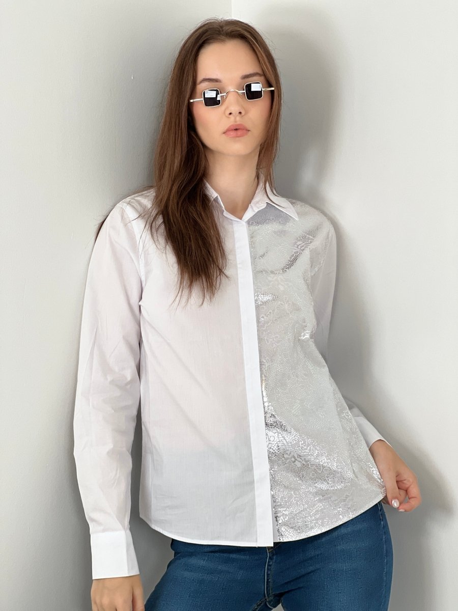 Gaiia Half Snake Print Shirt - White - GAIIA