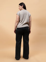 Gaiia Sleeveless V Neck Sweater With Print - Orange