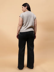 Gaiia Sleeveless V Neck Sweater With Print - Orange