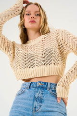 Gaiia Openwork Crop Sweater