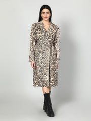 Gaiia Leopard Print Coat - Beige