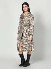 Gaiia Leopard Print Coat - Beige