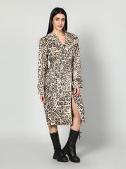 Gaiia Leopard Print Coat - Beige